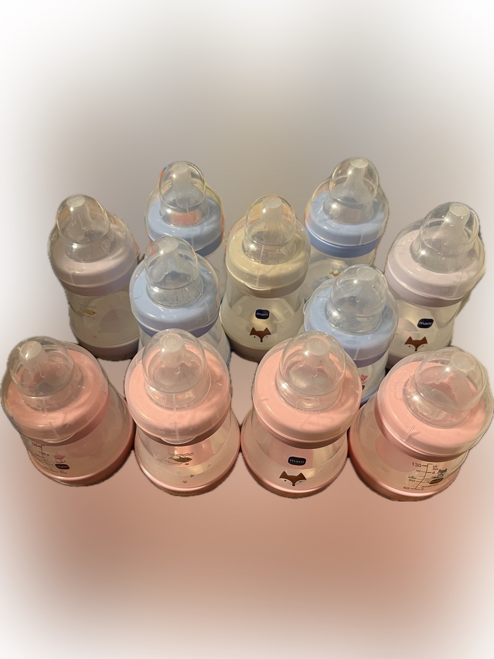 Mam Feeding Bottle Bundle in Pink, Blue, Purple and Cream